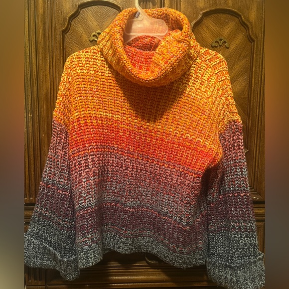 Sweaters - WOMENS COZY CROCHET SCOOPNECK MULTICOLORED SWEATER SIZE SMALL (LIKE NEW)